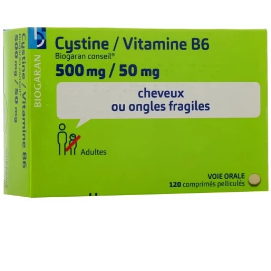 Cystine/Vitamine B6 Biogaran 500 mg/50 mg x 120