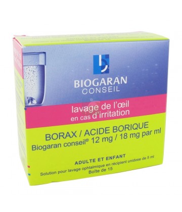 Borax/Acide borique Biogaran 12 mg/18 mg x 15