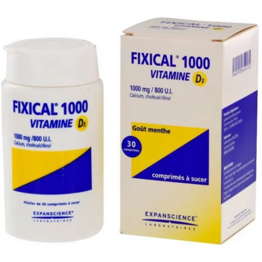 Fixical Vitamine D3 1000mg/800UI Comprimés