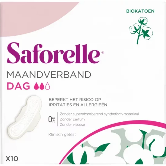 Saforelle Serviettes Hygiéniques Coton Bio Jour x 10