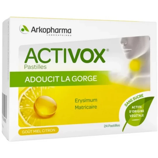 Activox Sans Sucre Miel Citron x 24