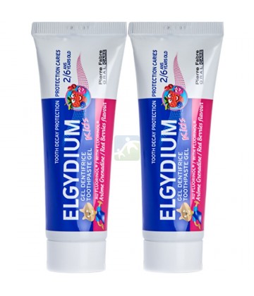 Elgydium Kids Gel Dentifrice Protection Caries 2/6 Ans Grenadine 2 x 50 ml
