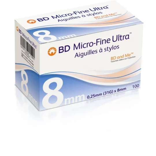 BD Micro-Fine Ultra Aiguilles à Stylo Stériles 8 mm x 100
