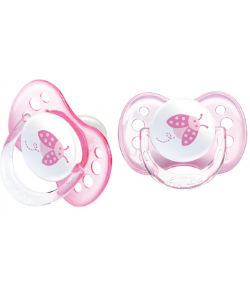 Luc et Léa Sucette Silicone Symétrique 0-6 mois "Coccinelle"