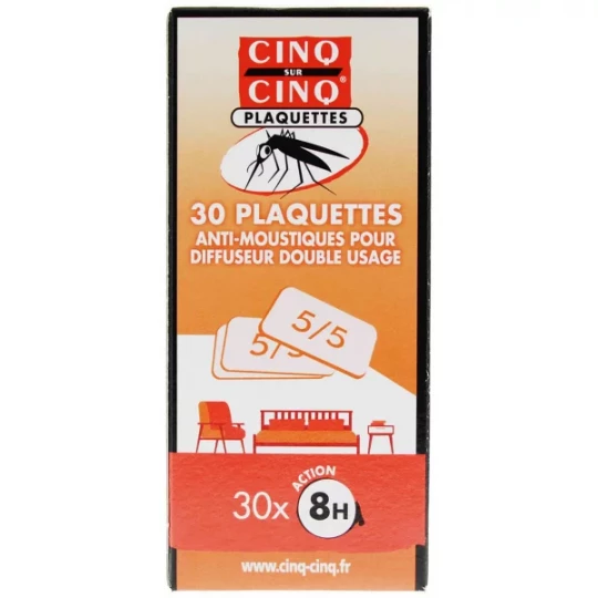 Cinq sur Cinq Recharge Plaquettes pour Diffuseur Double Usage x 30