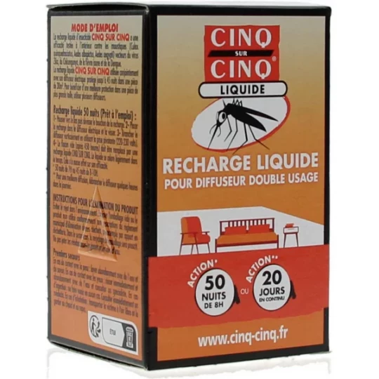 Cinq sur Cinq Recharge Liquide pour Diffuseur Double Usage