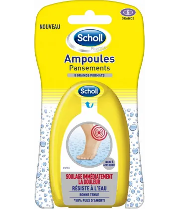 Scholl Ampoules Pansements Double Protection Grand Format x 5