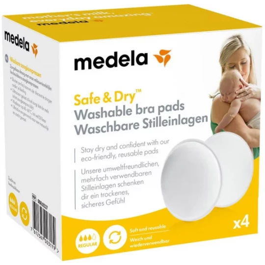 Medela Coussinets d'Allaitement Lavables Antimicrobiens x 4