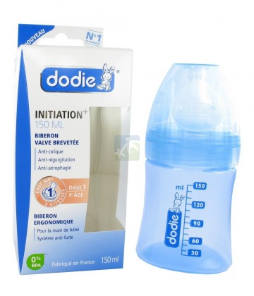 Dodie Initiation+ Biberon Bleu 150 ml + Tétine 1er âge