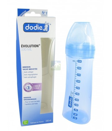 Dodie Initiation+ Biberon Bleu 330 ml + Tétine 2ème âge