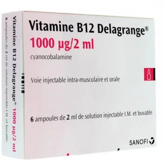 Vitamine B12 Delagrange 1000ug/2ml Ampoules x 6