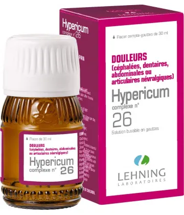 Lehning n°26 Hypericum Douleurs dentaires Névralgies 30 ml