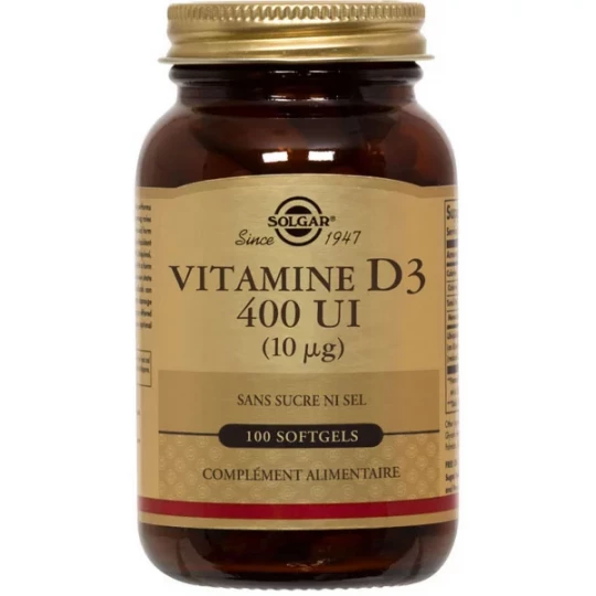 Solgar Vitamine D3 400 UI Capsules x 100