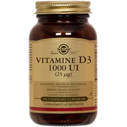 Solgar Vitamine D3 1000 UI Comprimés à Croquer x 100