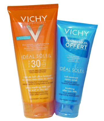 Vichy Idéal Soleil Gel de Lait Ultra-Fondant SPF30 200 ml + Lait Apaisant Après-Soleil 100 ml OFFERT
