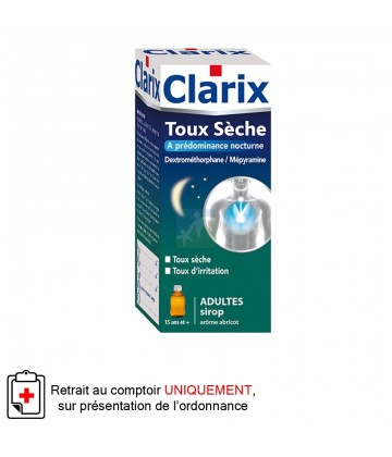 Clarix Sirop Toux Sèche Dextrométhorphane Mépyramine Adultes 125 ml