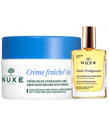 Nuxe Crème Fraîche de Beauté Riche 50 ml + Huile Prodigieuse 30 ml OFFERTE