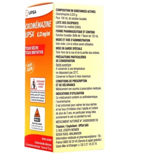 Oxomémazine UPSA Solution Buvable Sans Sucre 125 ml - image 2