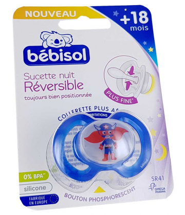 Bébisol Sucette Nuit SR41 Réversible Silicone +18 mois