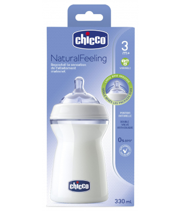 Chicco Biberon Transparent NaturalFeeling Flux Variable 3 m+ 330 ml
