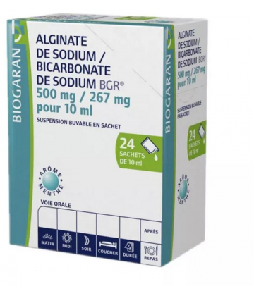 Biogaran Alginate de Sodium/Bicarbonate de Sodium 500 mg/267 mg Sachets x 24