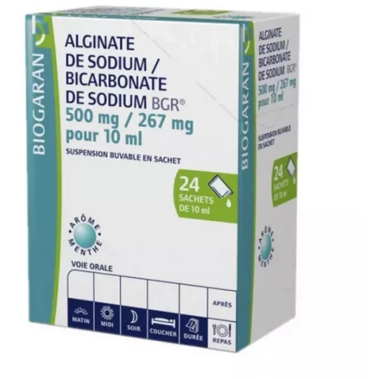 Biogaran Alginate de Sodium/Bicarbonate de Sodium 500 mg/267 mg Sachets x 24