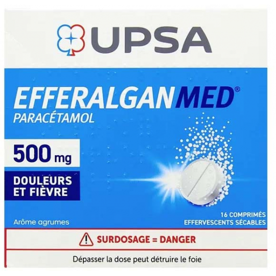 EfferalganMed 500 mg Comprimés Effervescents Sécables Agrumes x 16