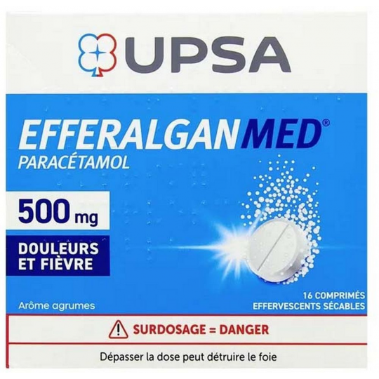 EfferalganMed 500 mg Comprimés Effervescents Sécables Agrumes x 16