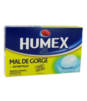 Humex Gorge Pastilles Menthe Sans Sucre x 24