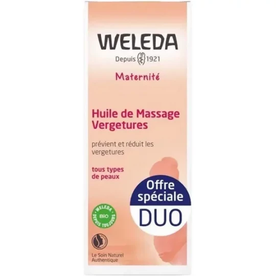 Weleda Maternité Huile de Massage Vergetures Flacon-Pompe 2 x 100 ml