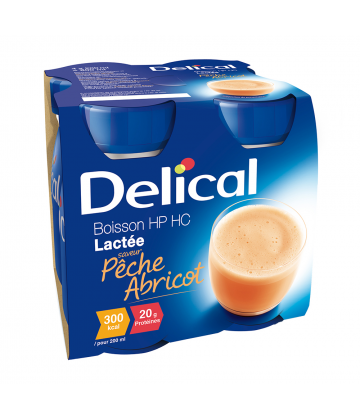 Delical Boisson HP/HC Lactée Saveur Pêche Abricot 4 x 200 ml