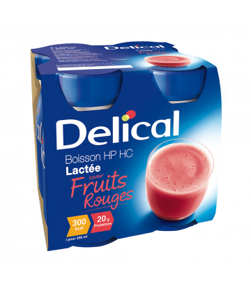 Delical Boisson HP/HC Lactée Saveur Fruits Rouges 4 x 200 ml