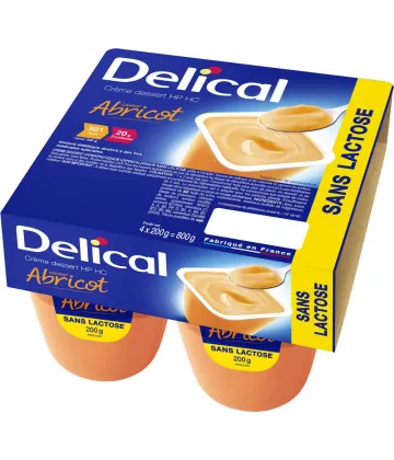 Delical Crème Dessert HP/HC Sans Lactose Abricot 4 x 200 g