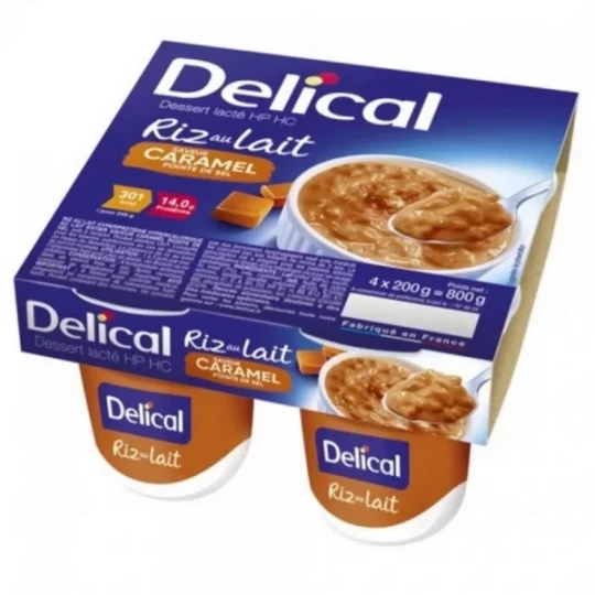 Delical Riz au Lait HP HC Saveur Caramel Pointe de Sel 4 x 200 g