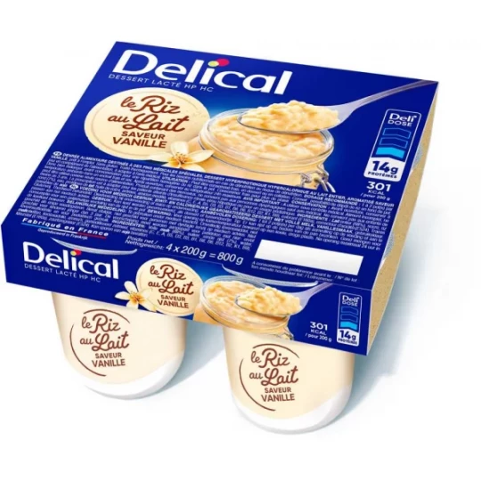 Delical Riz au Lait HP HC Saveur Vanille 4 x 200 g