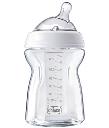 Chicco Biberon en Verre NaturalFeeling Flux Moyen 1 m+ 250 ml