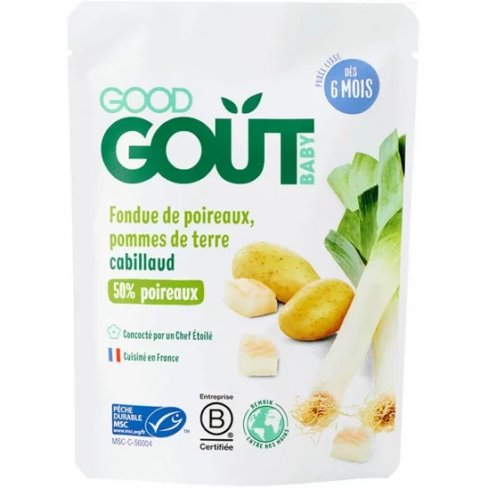 Good Goût Bio Fondue de Poireaux Pomme de terre Cabillaud 190 g