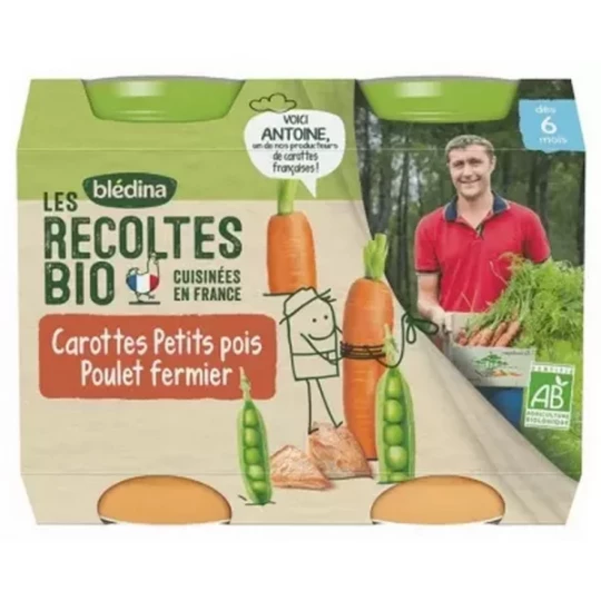 Blédina Les Récoltes Bio Petits Pots de Légumes et Viande 200 g x 2 - image 2