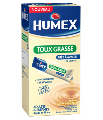Humex Expectorant Carbocistéïne 750 mg/10 ml Sans Sucre Sachets x 15