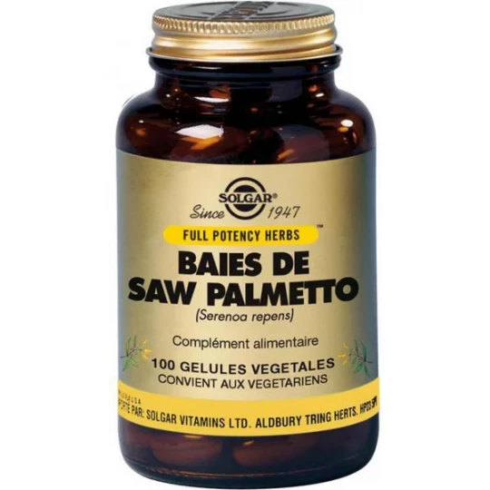 Solgar Baies de Saw Palmetto Gélules Végétales x 100