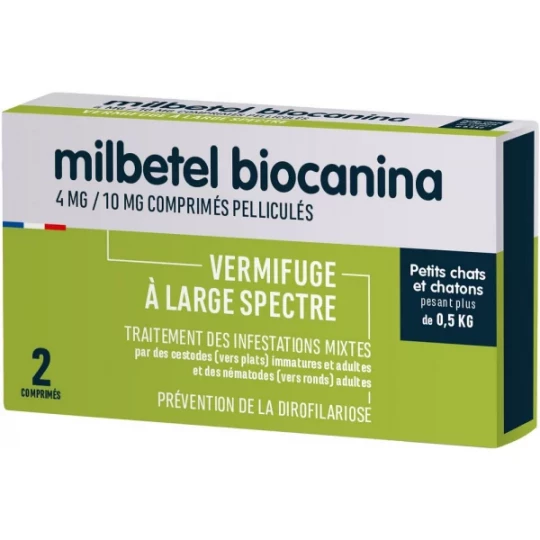 Milbetel Vermifuge Chat de 0,5 à 2 kg x 2