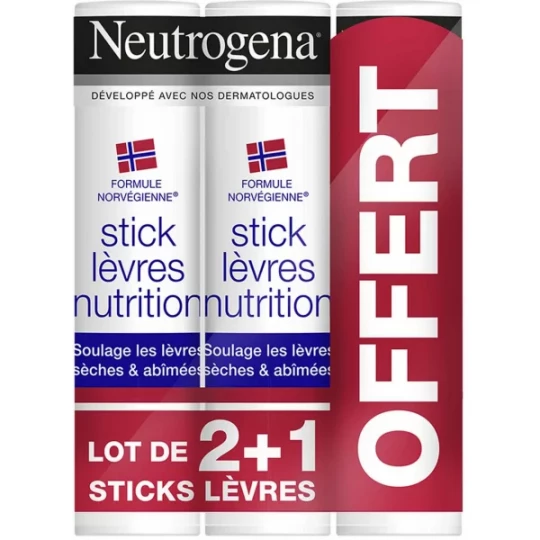 Neutrogena Sticks Lèvres Lot de 2 + 1 Offert