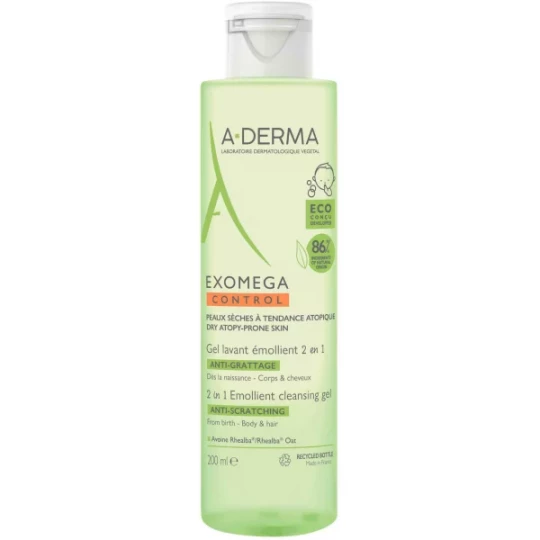 A-Derma Exomega Control Gel Lavant Emollient Anti-Grattage