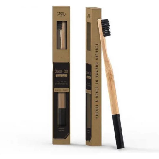 Denti Smile Charbon-Coco Smile Detox Brosse à Dents Bambou Medium Bleu