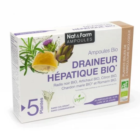 Nat&Form Draineur Hépatique Bio Ampoules x 20