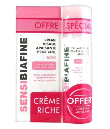 SensiBiafine Crème Visage Hydratante Légère 50 ml + Eau Micellaire 125 ml OFFERTE