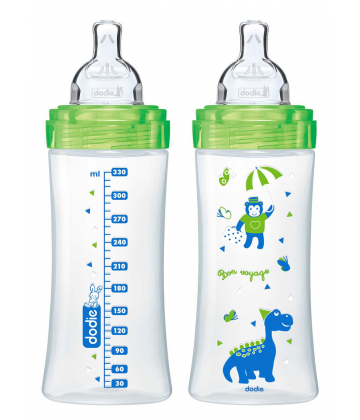 Dodie Biberon 2ème âge Sensation+ Vert Dinosaure 330 ml