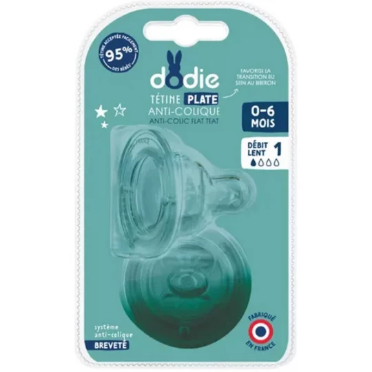Dodie Tétine Plate Col Large Sensation+ Débit 1 0-6 mois x 2