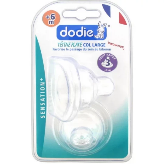Dodie Tétine Plate Col Large Sensation+ Débit 3 +6 mois x 2
