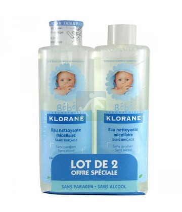 Klorane Bébé Eau Nettoyante Micellaire Sans Rinçage 2 x 500 ml